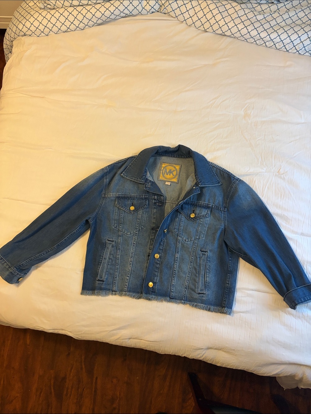 Michael Kors Medium Blue Denim Jacket with Gold Buttons